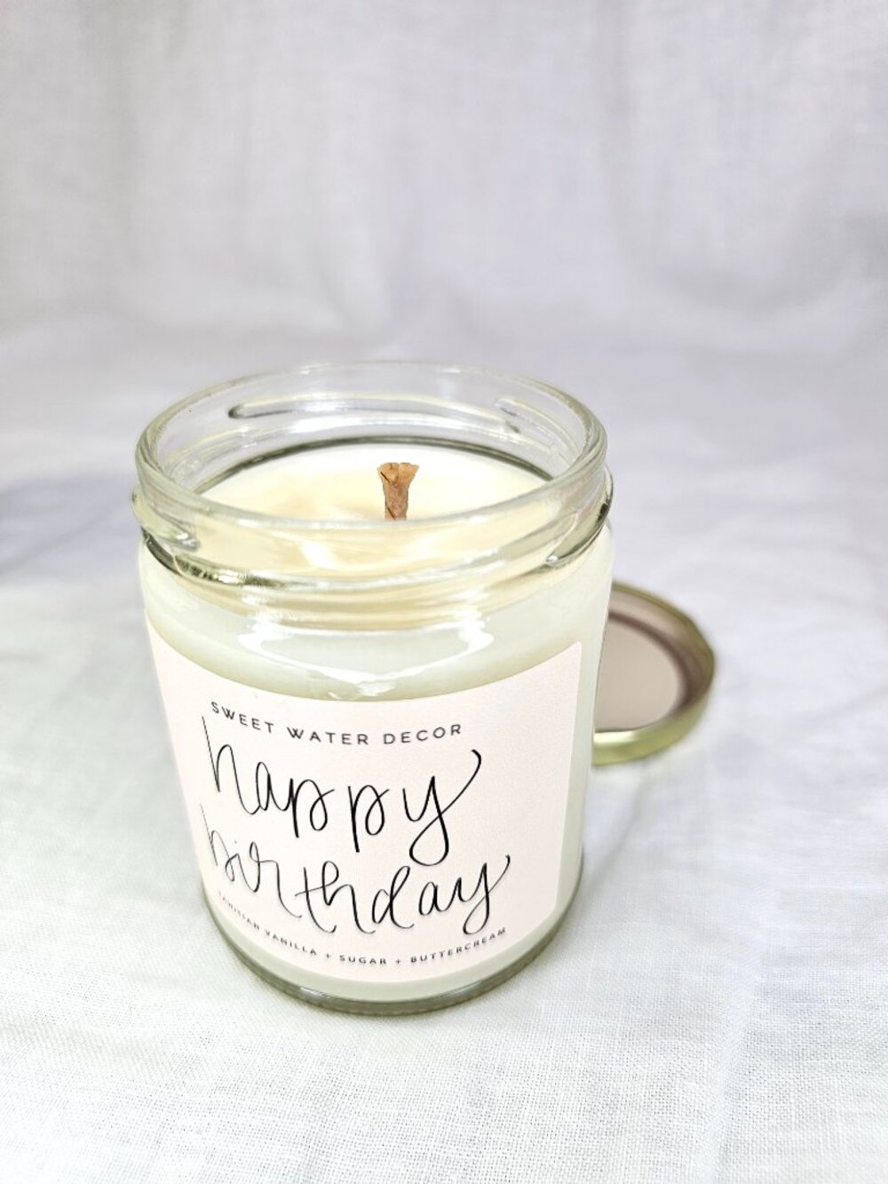NEW 9oz Sweet Water Decor Happy Birthday Vanilla Sugar Buttercream Soy Candle - Picture 2 of 5